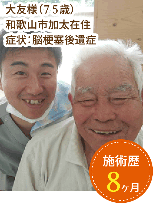 大友様（７５歳）
              和歌山市加太在住
              症状：脳梗塞後遺症